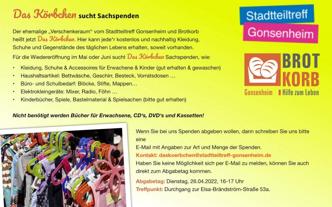 Das Körbchen sucht Sachspenden